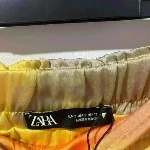 Zara die-dye silky joggers Yellow Orange Pants  Lightweight size S - Picture 8 of 8